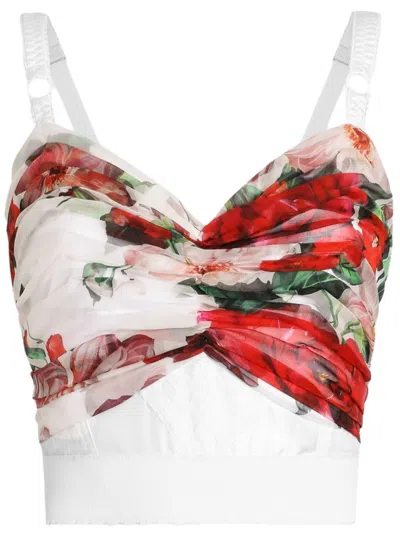 DOLCE & GABBANA WHITE FLOWER PRINT TOP