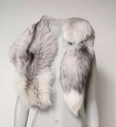 DOLCE & GABBANA DOLCE & GABBANA WHITE FOX FUR NECK WRAP WARMER WINTER WOMEN'S SCARF