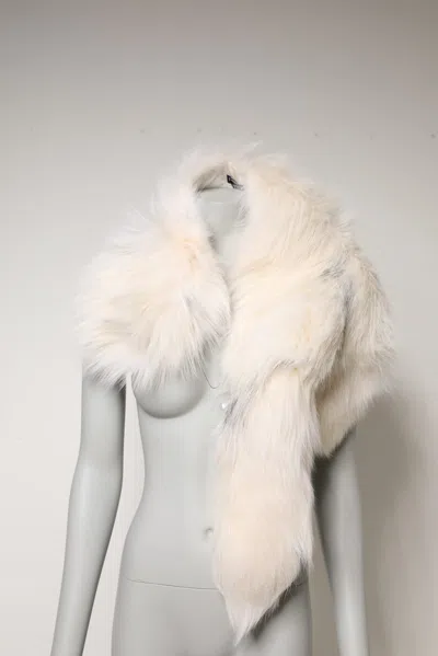 Dolce & Gabbana White Fox Fur Neck Wrap Warmer Winter Women's Scarf