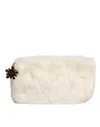 Dolce & Gabbana White Fur Handwomen's Clutch Purse Pouch Women's Bag In White