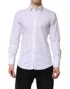 Dolce & Gabbana White Gold Cotton Long Sleeves Men Formal Shirt In White