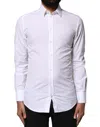 Dolce & Gabbana White Gold Cotton Long Sleeves Men Formal Shirt In White