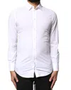 Dolce & Gabbana White Gold Cotton Long Sleeves Men Formal Shirt In White