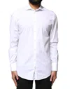 Dolce & Gabbana White Gold Cotton Long Sleeves Men Formal Shirt In White