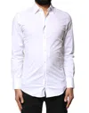 Dolce & Gabbana White Gold Cotton Long Sleeves Men Formal Shirt In White