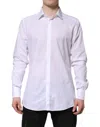 Dolce & Gabbana White Gold Cotton Long Sleeves Men Formal Shirt