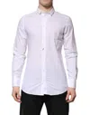 Dolce & Gabbana White Gold Cotton Long Sleeves Men Formal Shirt In White