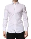 Dolce & Gabbana White Gold Cotton Long Sleeves Men Formal Shirt In White