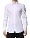 Dolce & Gabbana White Gold Cotton Long Sleeves Men Formal Shirt In White