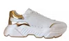 Dolce & Gabbana White Gold Daymaster Leather Sneakers Mens Shoes In White