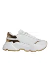 Dolce & Gabbana White Gold Daymaster Leather Sneakers Shoes In White