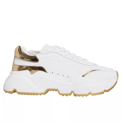 Pre-owned Dolce & Gabbana White Gold Daymaster Low Top Sneakers Women's Shoes ()