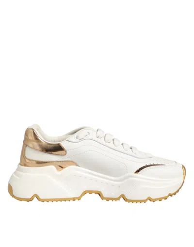 Pre-owned Dolce & Gabbana White Gold Daymaster Low Top Sneakers Women's Shoes ()