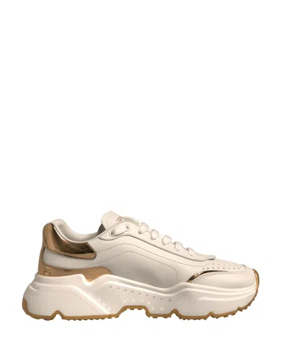 Pre-owned Dolce & Gabbana White Gold Daymaster Low Top Sneakers Women's Shoes ()