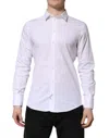 Dolce & Gabbana White Gold Cotton Long Sleeves Men Formal Shirt