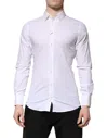 Dolce & Gabbana White Gold Cotton Long Sleeves Men Formal Shirt In White
