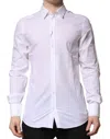 Dolce & Gabbana White Gold Cotton Long Sleeves Men Formal Shirt