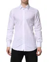 Dolce & Gabbana White Gold Cotton Long Sleeves Men Formal Shirt In White