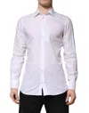 Dolce & Gabbana White Gold Cotton Long Sleeves Men Formal Shirt In White