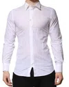 Dolce & Gabbana White Gold Cotton Long Sleeves Men Formal Shirt In White