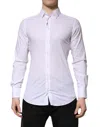 Dolce & Gabbana White Gold Cotton Long Sleeves Men Formal Shirt In White