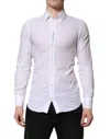 Dolce & Gabbana White Gold Cotton Long Sleeves Men Formal Shirt In White