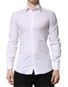 Dolce & Gabbana White Gold Cotton Long Sleeves Men Formal Shirt In White