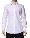Dolce & Gabbana White Gold Cotton Long Sleeves Men Formal Shirt In White
