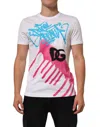 Dolce & Gabbana White Graphic Print Cotton Crew Neck T-shirt In White