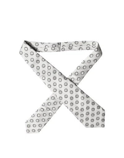 Dolce & Gabbana White Gray Polka Dot Silk Adjustable Women Necktie Tie