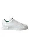 DOLCE & GABBANA DOLCE & GABBANA WHITE GREEN LEATHER PORTOFINO SNEAKERS SHOES