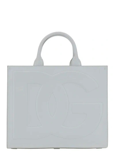 Dolce & Gabbana White Handbag With Tonal Dg Detail In Smooth Leather