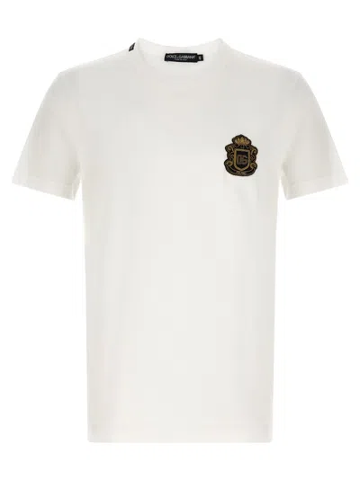 Dolce & Gabbana Cotton T-shirt With Logo Emblem In White