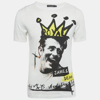 Pre-owned Dolce & Gabbana White James Dean Jersey Crewneck T-shirt M