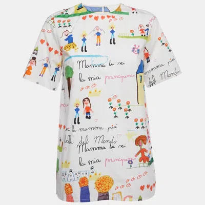 Pre-owned Dolce & Gabbana White Kid's Drawing Cotton Top S