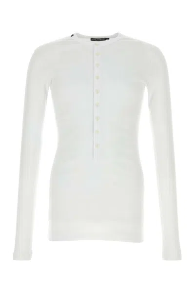 Dolce & Gabbana White Knitted Crew Neck Sweater