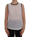 Dolce & Gabbana White Lace Floral Nylon Tank T-shirt