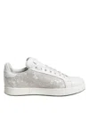 Dolce & Gabbana White Lace Leather Low Top Sneaker Women's Shoes In White