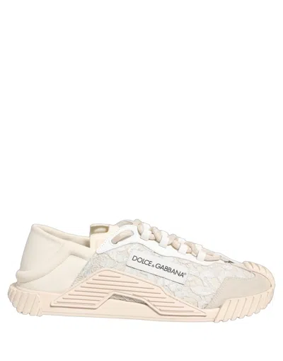 Dolce & Gabbana White Lace Ns1 Low Top Sneaker Sports Women's Shoes In Neutral