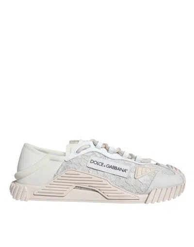 Pre-owned Dolce & Gabbana White Lace Ns1 Low Top Sneaker Sports Women's Shoes ()