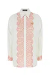 Dolce & Gabbana Lace-trim Cotton Button-down Shirt In White
