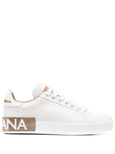 DOLCE & GABBANA WHITE LACE UP SNEAKERS