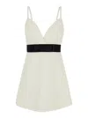 Dolce & Gabbana Woolen Dress With Satin Belt And Straps In Neutral
