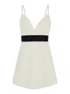 Dolce & Gabbana Woolen Dress With Satin Belt And Straps In Neutral