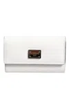 Dolce & Gabbana White Leather Card Case Holder Wallet Gold Logo Plate  Key Holder In White