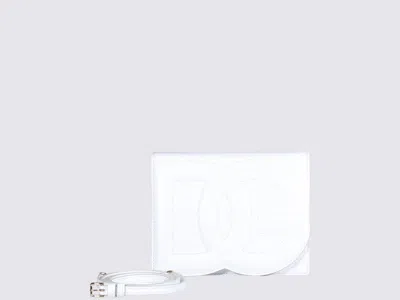 Dolce & Gabbana 3d-effect Logo Leather Crossbody Bag In White