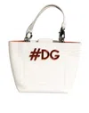 Dolce & Gabbana White Leather #dg Beatrice Top Handle Tote Bag