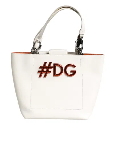 Dolce & Gabbana White Leather #dg Beatrice Top Handle Tote Women's Bag