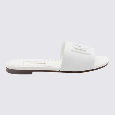 DOLCE & GABBANA WHITE LEATHER DG LOGO FLATS