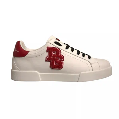 Pre-owned Dolce & Gabbana White Leather Dg Logo Low Top Sneaker Men's Shoes ()
